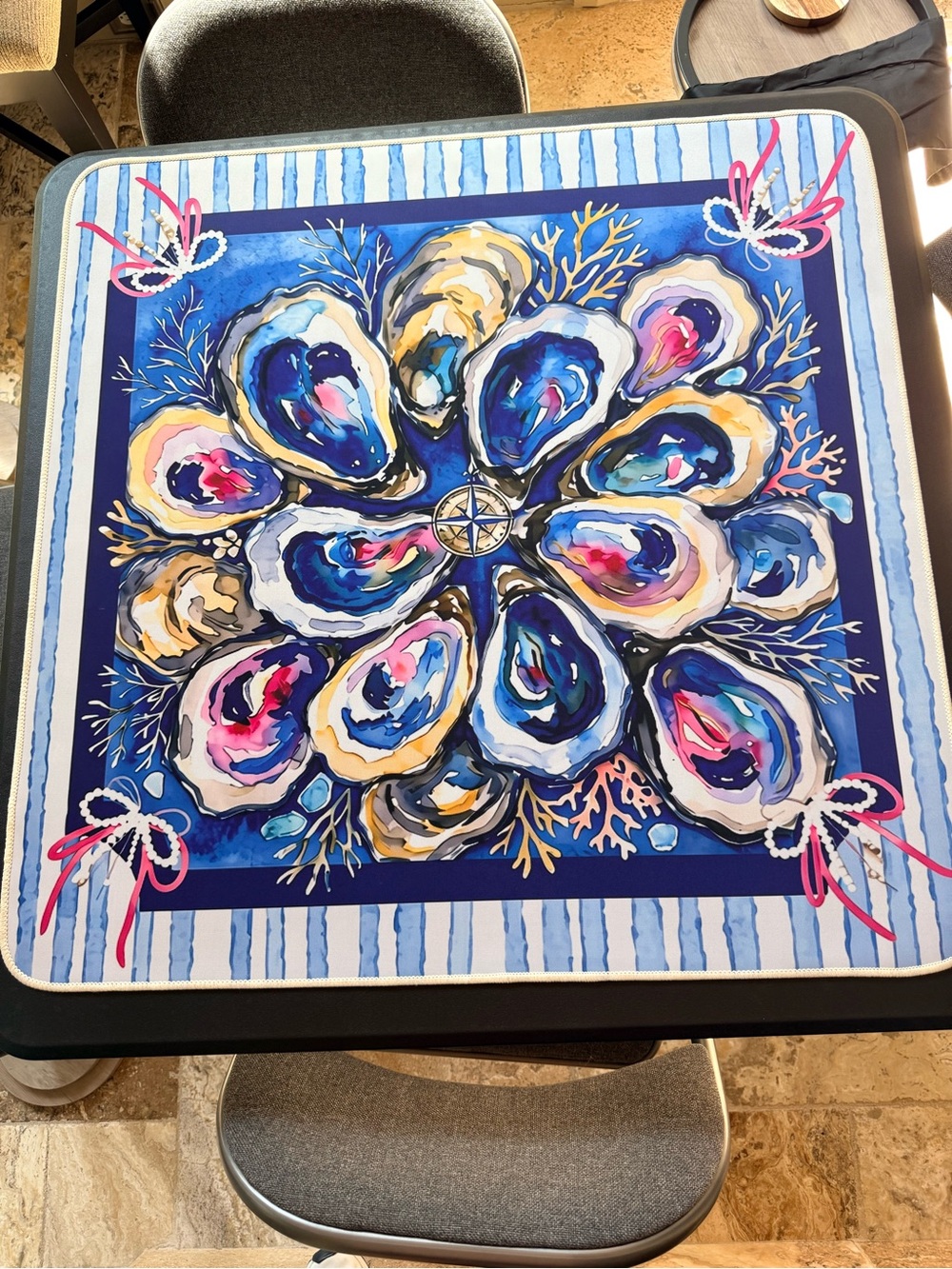 Mahjong New Coastal Pattern Mat. Stunning rich colors. Will ship rolled bag. - Picture 4 of 7
